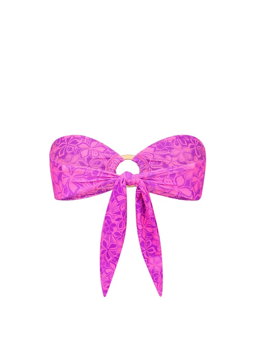 Kulani Kinis Pink Floral Ring Bandeau Bikini Top - Picture 4 of 8